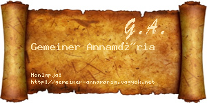 Gemeiner Annamária névjegykártya